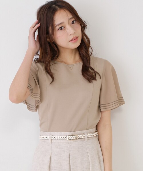 tシャツ 「手洗い可」フレアスリーブカットソー レディースの画像