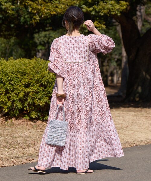 袖ボリューム Ciaopanic ワンピース Aguni 花柄切替袖ボリューム
