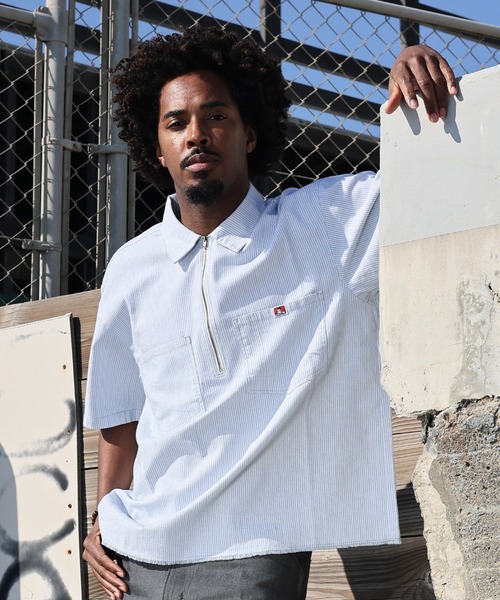 【極美品】プリーツプリーズ 1997 アーカイブ ベロアMIX タンクトップ BEN DAVIS（ベンデイビス） tシャツ HICKORY Half Zip Shirts メンズ