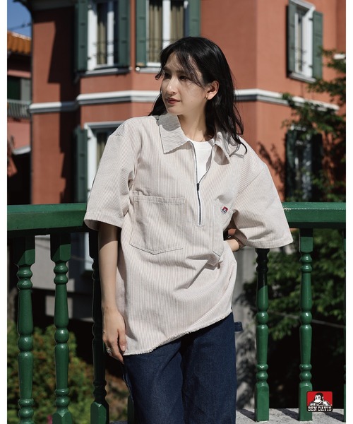 BEN DAVIS（ベンデイビス） tシャツ HICKORY Half Zip Shirts/ ハーフ