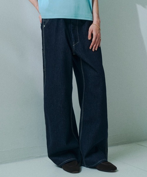 soerte ジーンズ Classic Multi Pocket Straight Denim Pants 