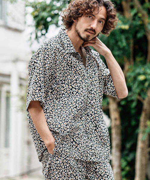 【アケミママ】M-premier★38 花×レオパード柄 半袖 Tシャツ CAMBIO（カンビオ） シャツ 半袖 mhs2638- ルーズシルエットレオパード