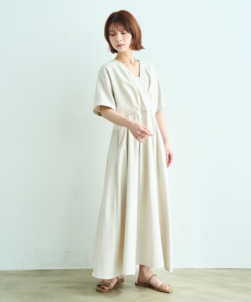 mil（ミル） ワンピース 「イージーケア」 リネンライク カシュクール