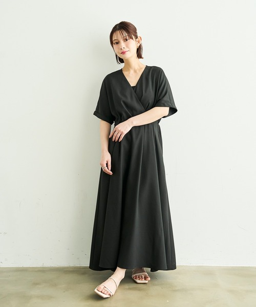 mil（ミル） ワンピース 「イージーケア」 リネンライク カシュクール