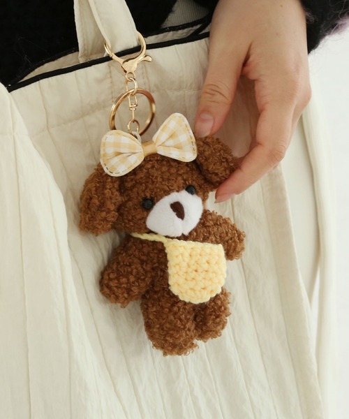 コロンとした　ヌビバッグ　ブラウン　刺繍　キーホルダー紐付き colleca la（コレカラ） キーホルダー ポシェット トイプードル
