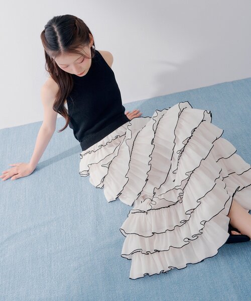 新品タグ付き TO BE CHIC フリル ストレッチ ワンピース 40 Chico（チコ） ワンピース 「SALON by Chico」アメスリフリル