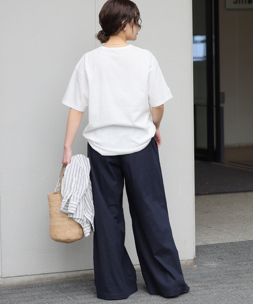 ワイドパンツ パンツ 「追加2」リネンコットンワイドギャザーパンツ レディースの画像