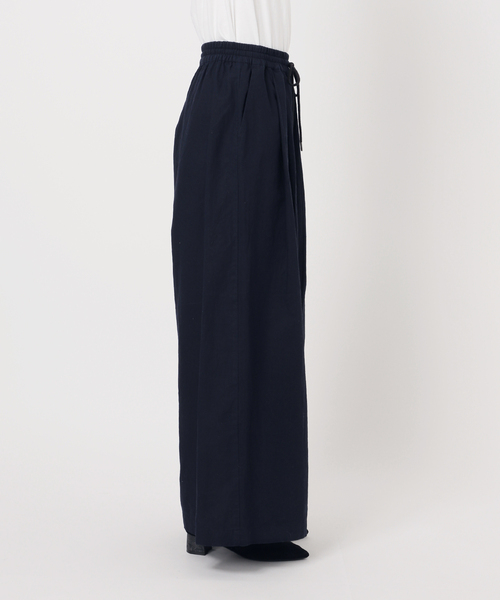ワイドパンツ パンツ 「追加2」リネンコットンワイドギャザーパンツ レディースの画像