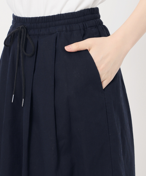 ワイドパンツ パンツ 「追加2」リネンコットンワイドギャザーパンツ レディースの画像