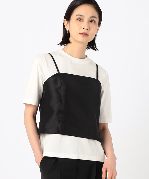 tシャツ 「 TALLサイズ 」 「セットアップ対応／アンサンブル」ブライトバックサテンファイユカットソー レディース_8