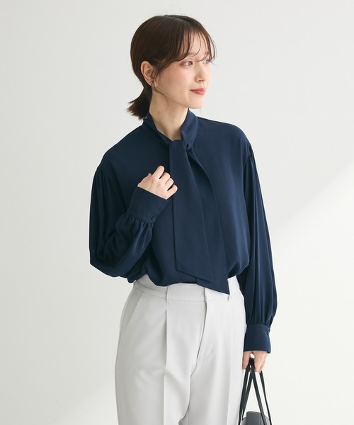 「ef-de」 長袖ブラウス MEDIUM ダークネイビー レディース_画像2