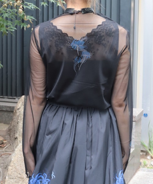 axes femme（アクシーズ ファム） tシャツ 彼岸花プリントシアー