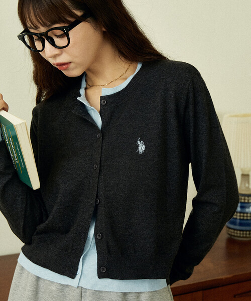 「U.S. POLO ASSN.」 カーディガン フリ- グレー レディース_画像2