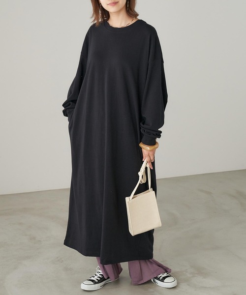 ワンピース サイドポケット付き コットンマキシ丈ロングワンピース925円 人気ブランド