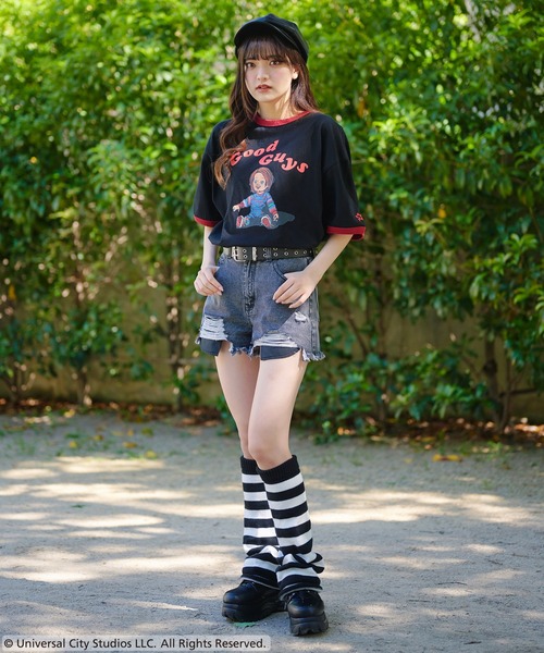 SPINNS（スピンズ） レッグウォーマー ボーダーワイドレッグカバー