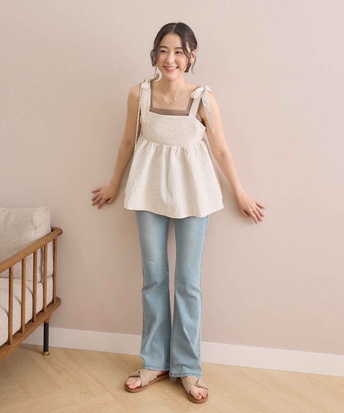 【extreme cashmere】 ベージュ スクエアネック タンクトップ Demi-Luxe BEAMS（デミルクス ビームス）【8/7再値下げ】extreme
