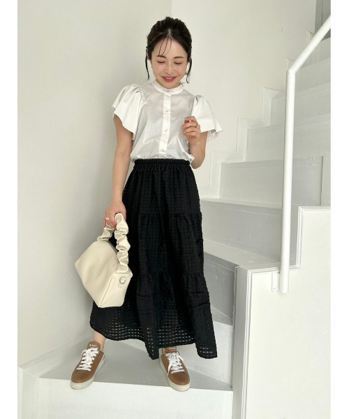 DAIS-Y スカート 「低身長さん可」エンボスチェックティアードスカート  