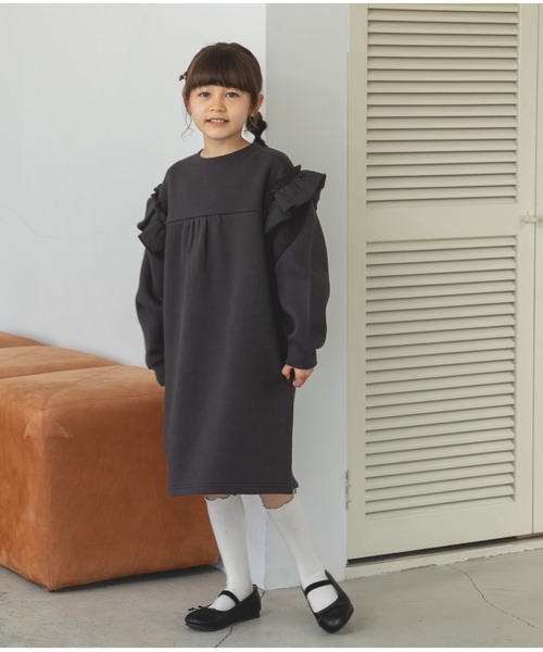 pairmanon ワンピース 肩フリル 切替え ギャザー キッズ 子供服