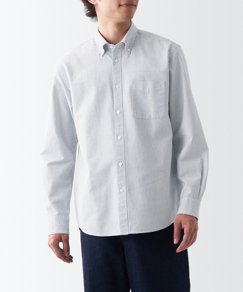 無印良品（MUJI） シャツ 洗いざらしオックスボタンダウン長袖シャツ