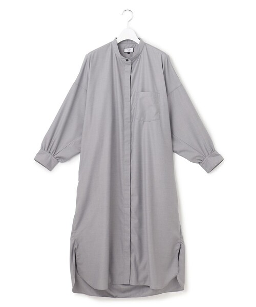 yori シャツワンピース　36 バックドレープシャツワンピース yori バックドレープ シャツワンピース ネイビー