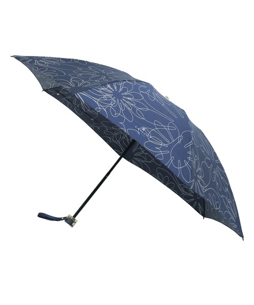 LANVIN en Bleu 折りたたみ傘 雨傘 簡単開閉 ラインフラワー