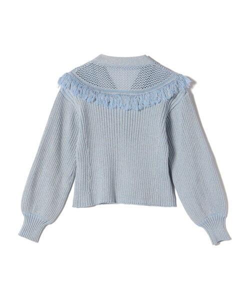 ニット セーター 「手洗い可能」フレンチスリーブラメニット レディース le.coeur blanc｜《手洗い可能》フレンチスリーブラメニット