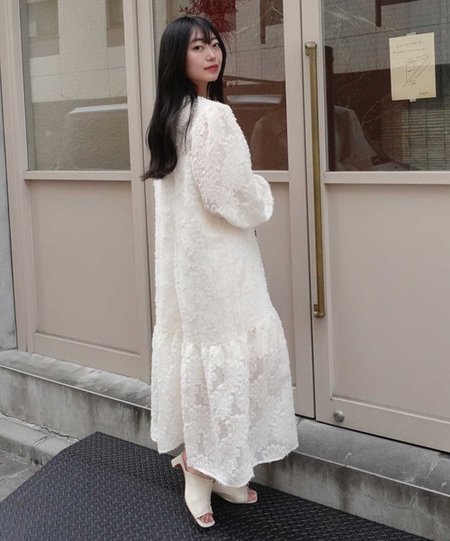 ☆長袖☆シアー ジャガード ミ二丈 ワンピース パーティ ドレス 楽天市場】結婚式 ワンピース パーティードレス ジャガード