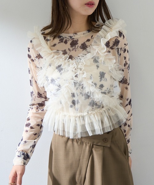 Bibiy FLEUR SHEER TOP シアートップスフリルキャミソール Bibiy FLEUR SHEER TOP シアートップスフリルキャミソール Bibiy