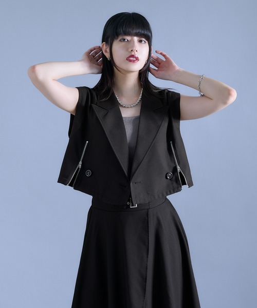 Ellno de Mavie（エルノデメヴィ） ベスト ジレ 夏 ジップショートジレ