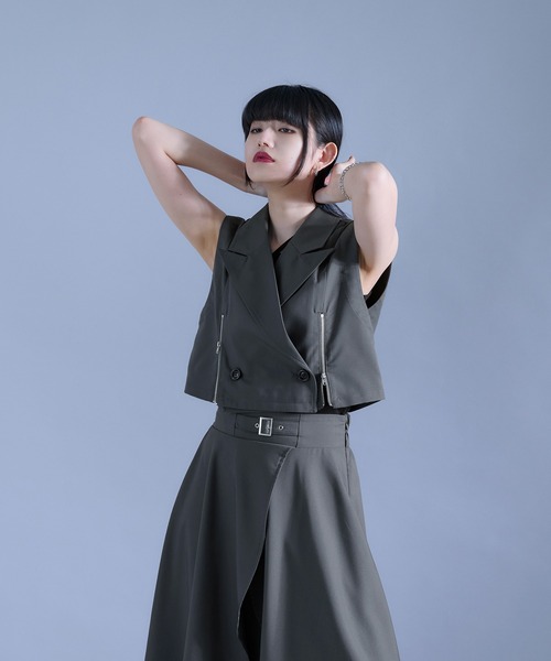 Ellno de Mavie（エルノデメヴィ） ベスト ジレ 夏 ジップショートジレ