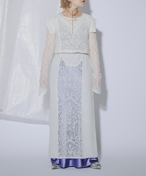 Ezick ワンピース Tiny spangle シアーニットドレス : ZOZOTOWN