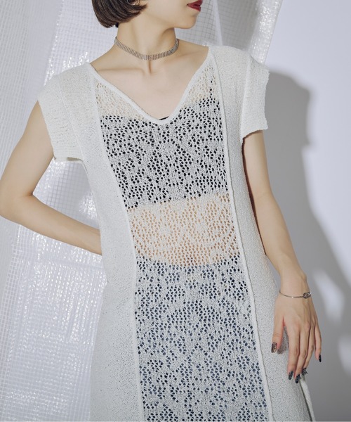 Ezick ワンピース Tiny spangle シアーニットドレス : ZOZOTOWN