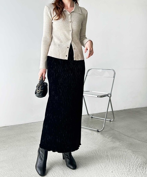 GeeRA（ジーラ） スカート 「新色追加」すっきり見え！ベロアプリーツ