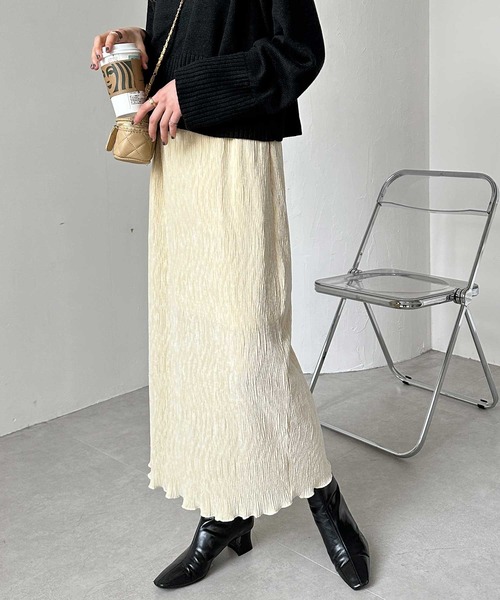 GeeRA（ジーラ） スカート 「新色追加」すっきり見え！ベロアプリーツ