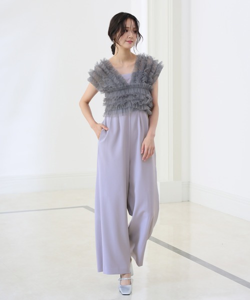 PourVous パンツドレス ワイドフォーマルお呼ばれロング丈＆結婚