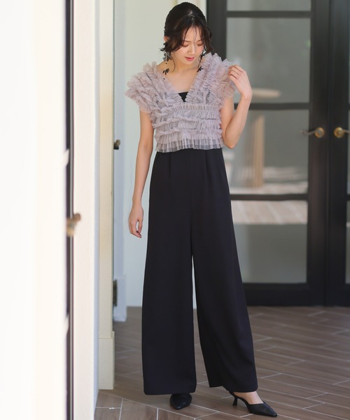 パーティードレス　チュール　ワイドパンツ セール】セレモニーセットアップ パーティードレス結婚式&ワイド