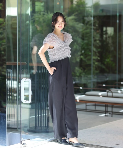 パーティードレス　チュール　ワイドパンツ GIRL DRESS FOR NOW パンツドレス チュールフリルワイドパンツ