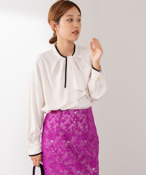 NOLLEY'S　(2024aw)　ストレッチジョーゼットシャーリングブラウス ストレッチジョーゼットシャーリングブラウス｜ノーリーズの通販
