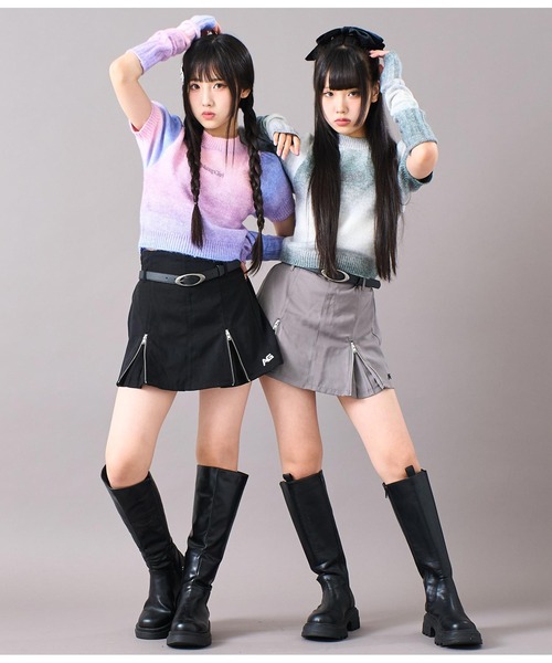 ANAP 黒 ロゴ入りキッズスカート サイズL ジュニアお揃い】ベルト付プリーツスカート（スカート）｜ANAP