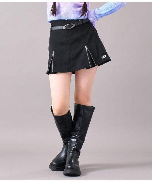 ANAP 黒 ロゴ入りキッズスカート サイズL ANAP kids（アナップキッズ）の「ウエストロゴインパン付き