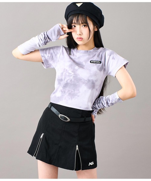 ANAP 黒 ロゴ入りキッズスカート サイズL ANAP GiRL スカート ベルトデザイン ハーフプリーツ キッズ 子供