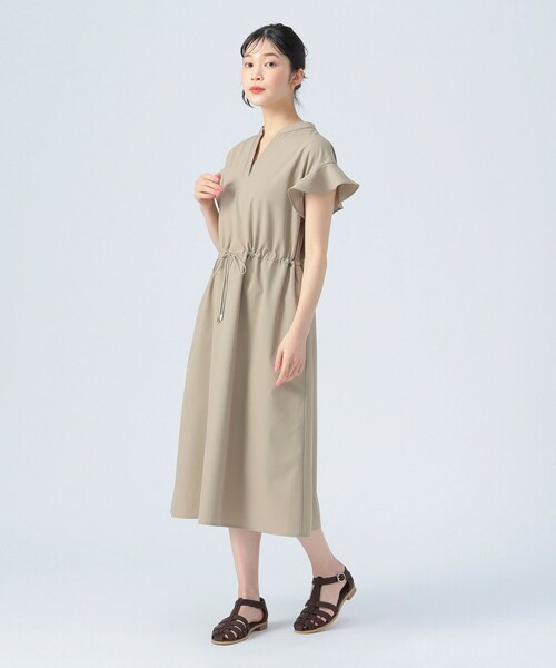 BEAMS HEART ワンピース 袖フリル ドロスト スキッパー