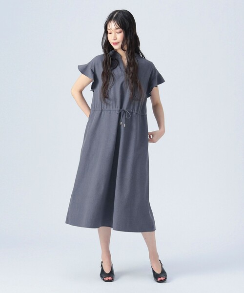 BEAMS HEART ワンピース 袖フリル ドロスト スキッパー