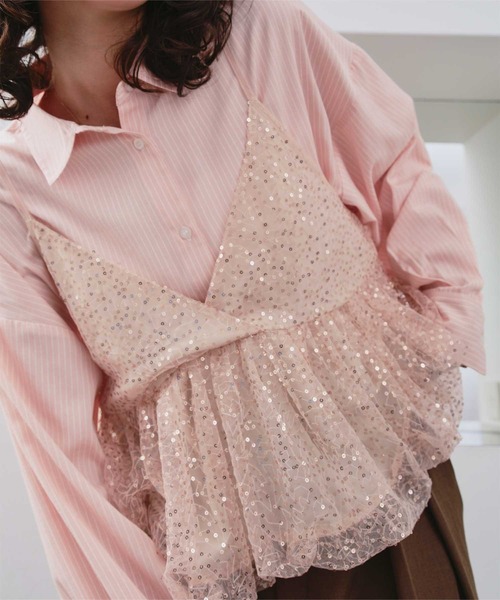 titivate（ティティベイト） キャミソール ヘムバルーンスパンコール