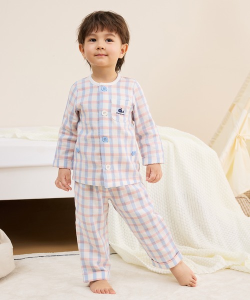 Combi mini パジャマ おなか安心ボタン付き長袖前開きガーゼパジャマ