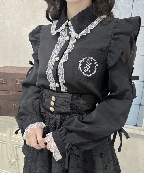 クチュールバイロジータ ブラウス シャツ ワンポイントレースフリル