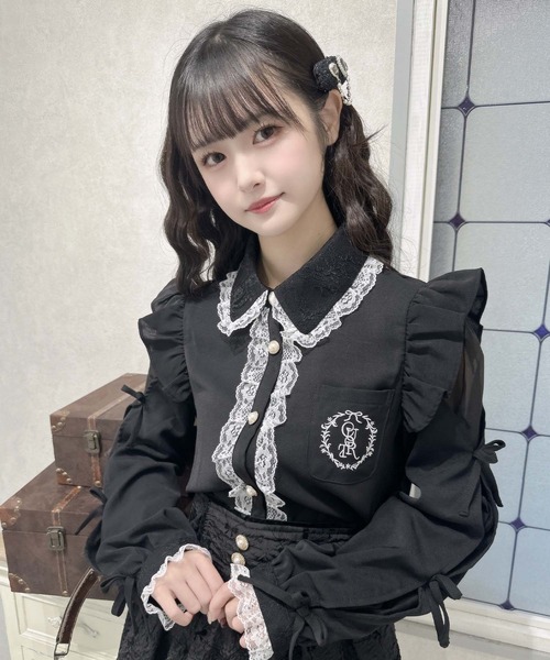 クチュールバイロジータ ブラウス シャツ ワンポイントレースフリル