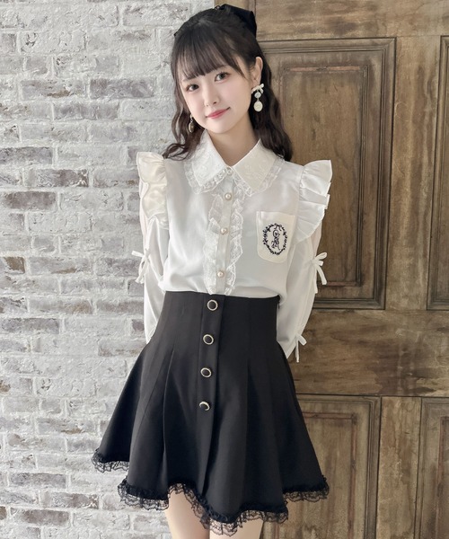 クチュールバイロジータ ブラウス シャツ ワンポイントレースフリル