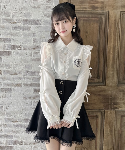 クチュールバイロジータ ブラウス シャツ ワンポイントレースフリル