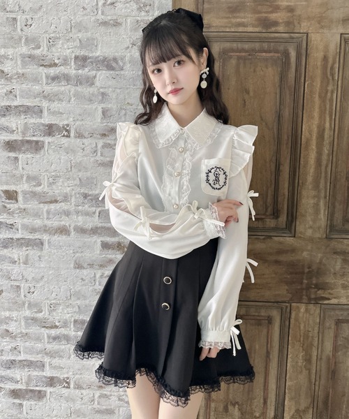 クチュールバイロジータ ブラウス シャツ ワンポイントレースフリル